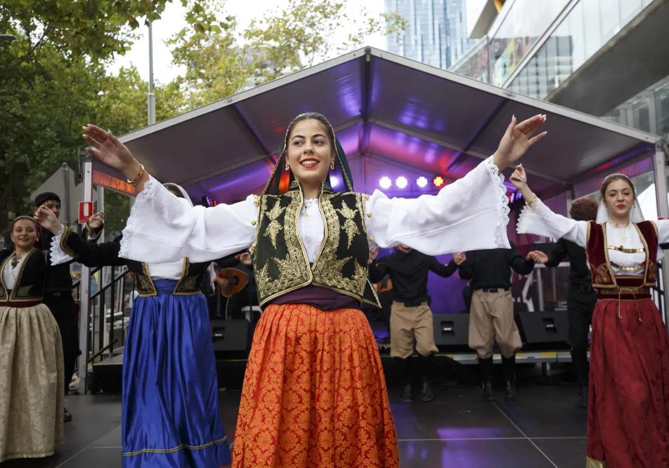 9 Dancers on the AA Holdings Stage